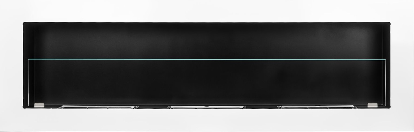 Bio Ethanol Fireplace Biofire Fire White Wall Glass 1400 x 400 Modern Stylish - Image 4