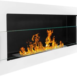 Bio Ethanol Fireplace Biofire Fire White Wall Modern 1200 x 400 Stylish