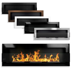 Bio Ethanol Fireplace Biofire Fire Wall Modern Stylish 1200 x 400 GLASS 5 Colours