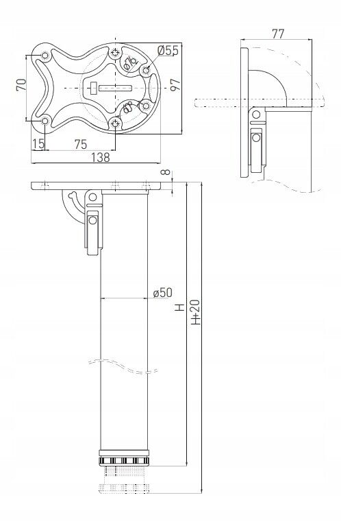 Table Folding Leg Breakfast Bar Worktop Support Kitchen Round 710 / 870mm - Image 7