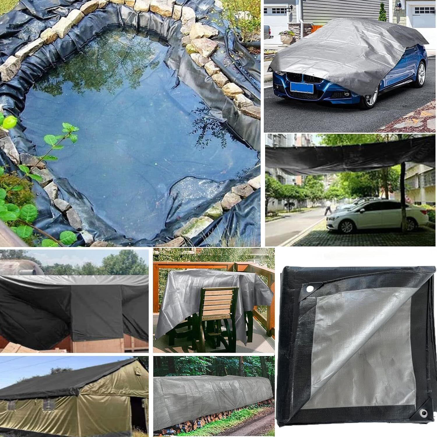 Tarpaulin Extra Heavy Duty Waterproof Cover Tarp Ground Sheet Mesh 250GSM FREE - Image 4