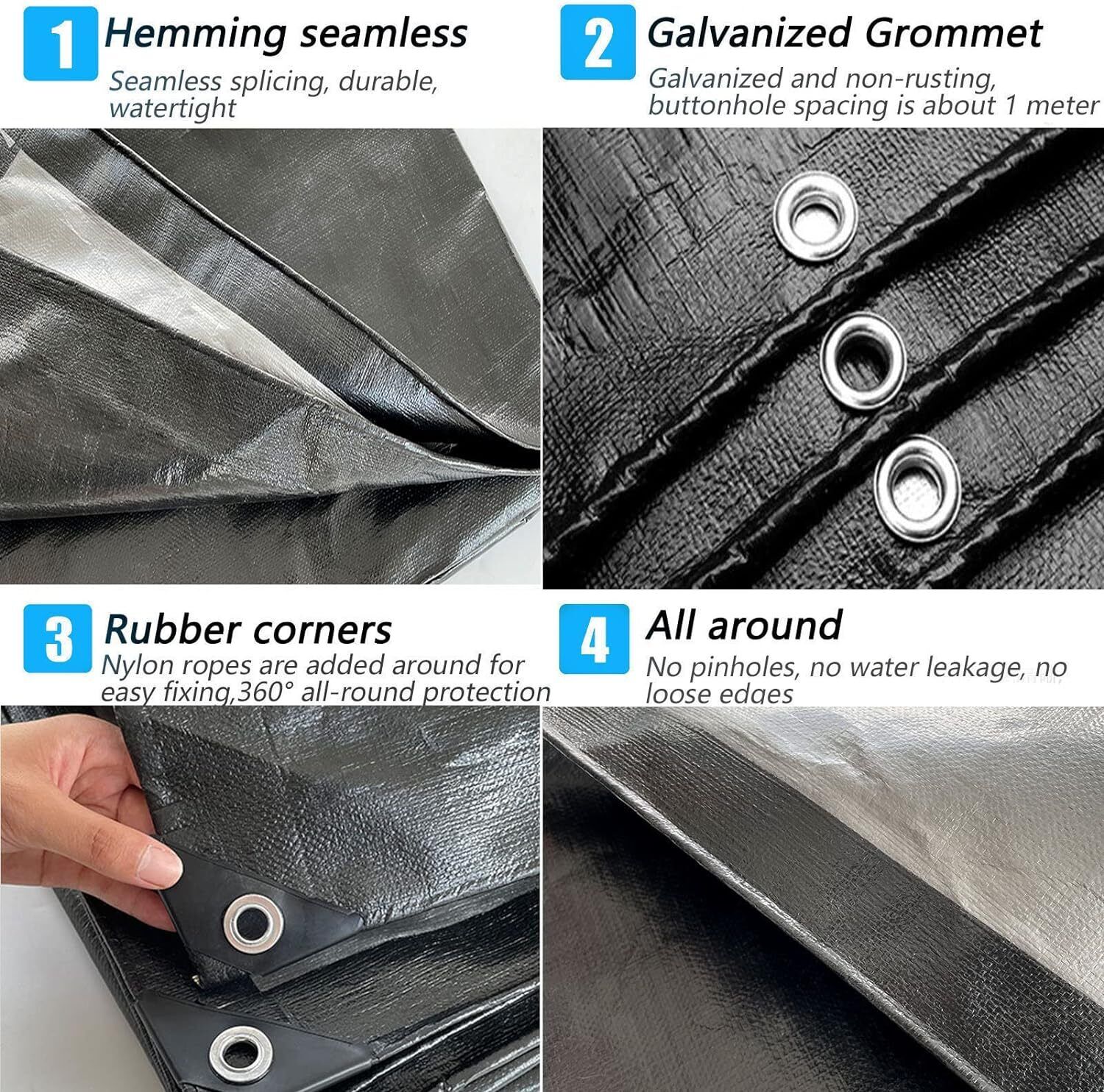 Tarpaulin Extra Heavy Duty Waterproof Cover Tarp Ground Sheet Mesh 250GSM FREE - Image 7