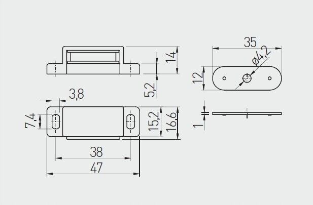 Magnetic Catch Cupboard Door Latch Drawer White Cabinet Catch Magnet Strong - Image 2