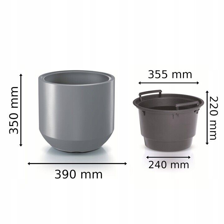 Round Plant Pot Elegant Large Flower Indoor Outdoor Garden Planters Heos 36L - Image 4