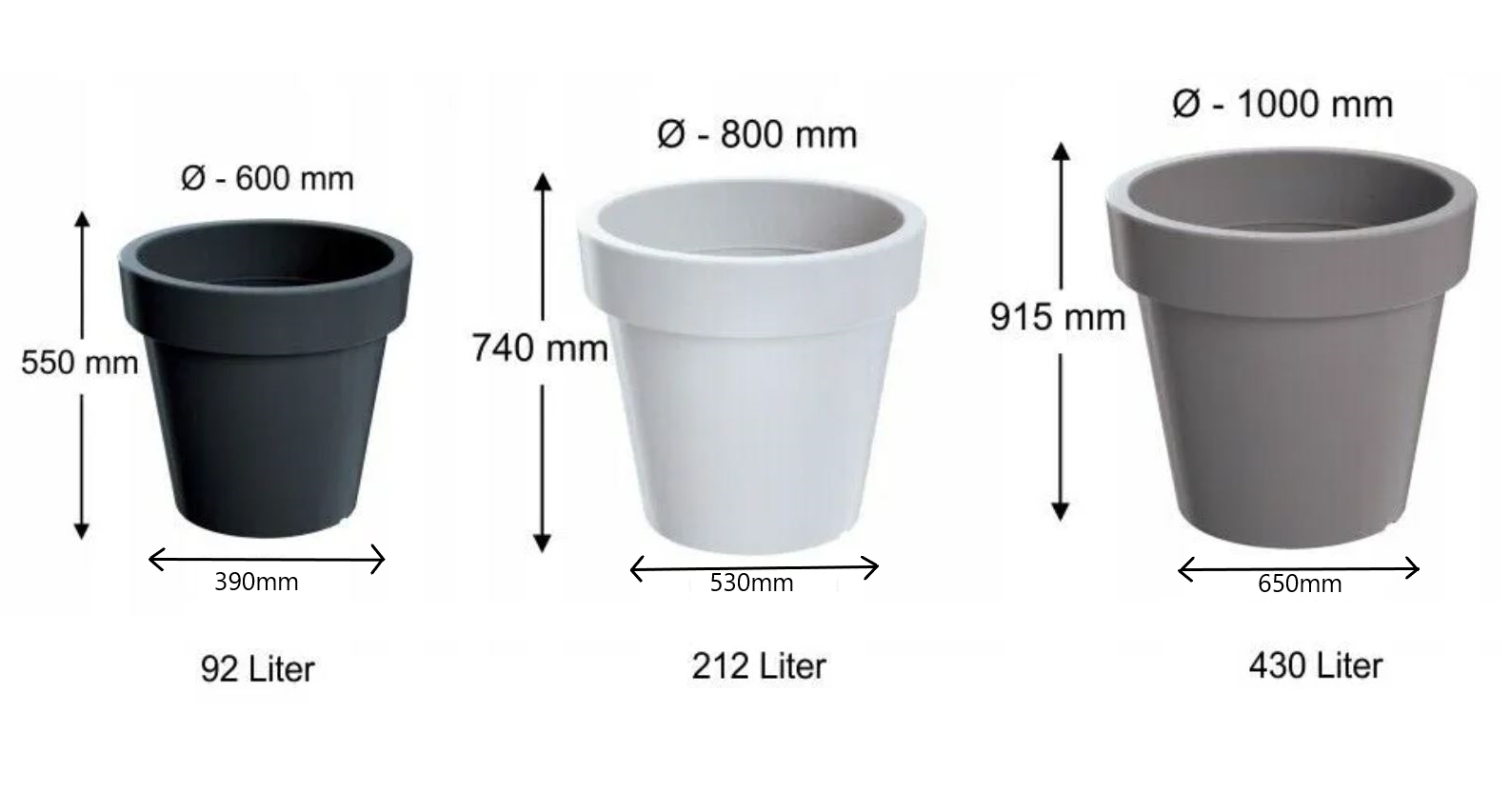 Big Plant Tree Pots Extra Large HUGE Indoor Outdoor Planter Garden Massive 430L - Image 3