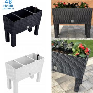 Raised Planter Plant Pot On Legs Rattan Large White Anthracite Flower Box 60 80
