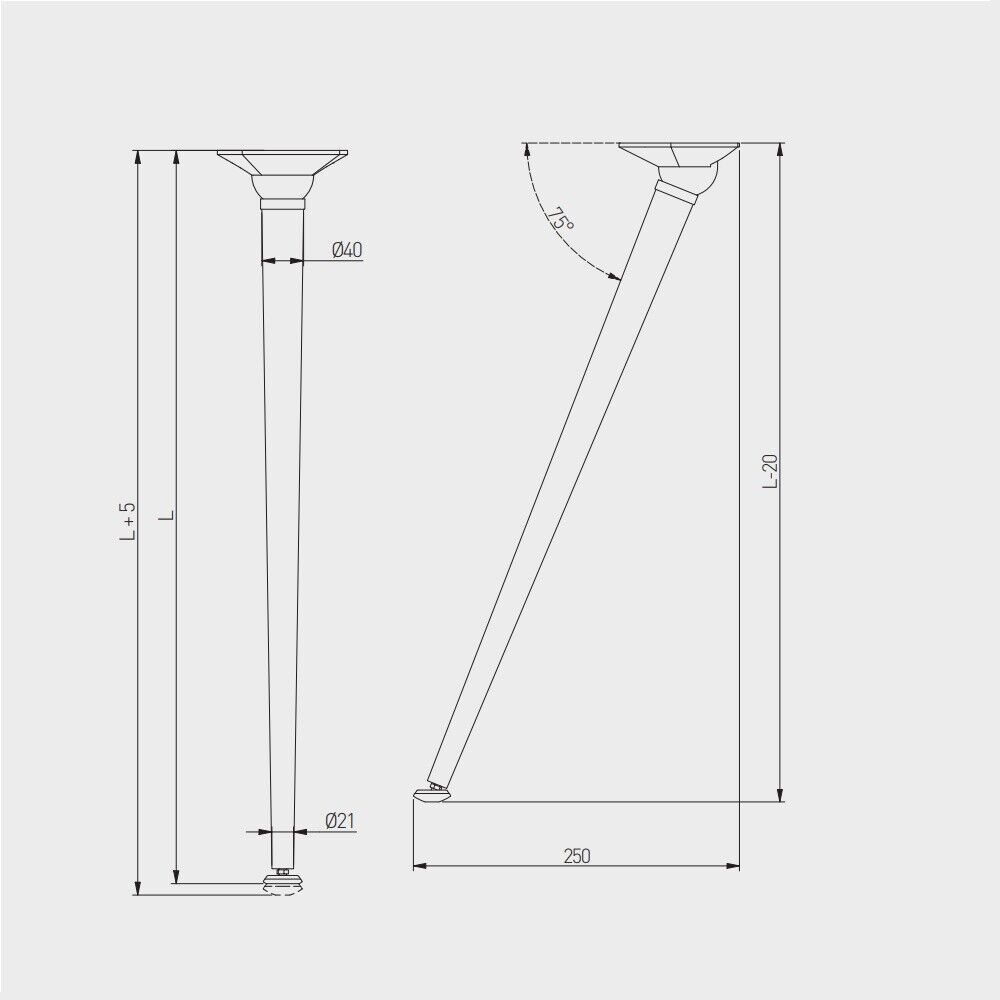4x Table Leg Breakfast Bar Worktop Support Kitchen Round 710mm Black - Image 7