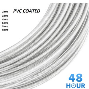 Steel Wire Rope Metal Cable Rigging 7x7 PVC Plastic COATED 2,3,4,5,6,8mm