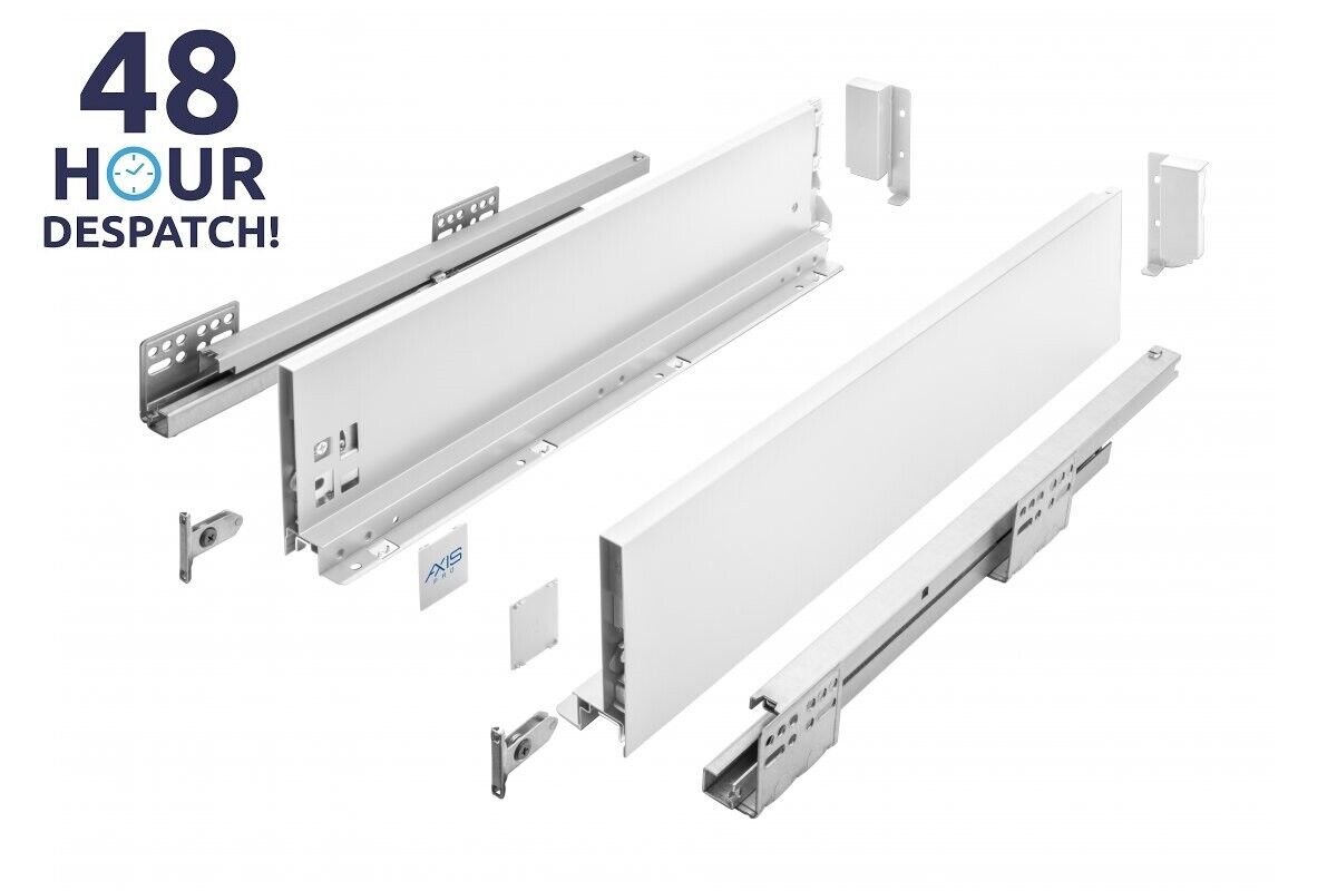 UltraSlim AXIS PRO Soft Close White Kitchen Drawer Box Sides Drawer Runners