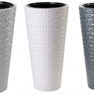 Round Tall Plant Pot Elegant Large Flower Indoor Outdoor Garden Planters Diamond