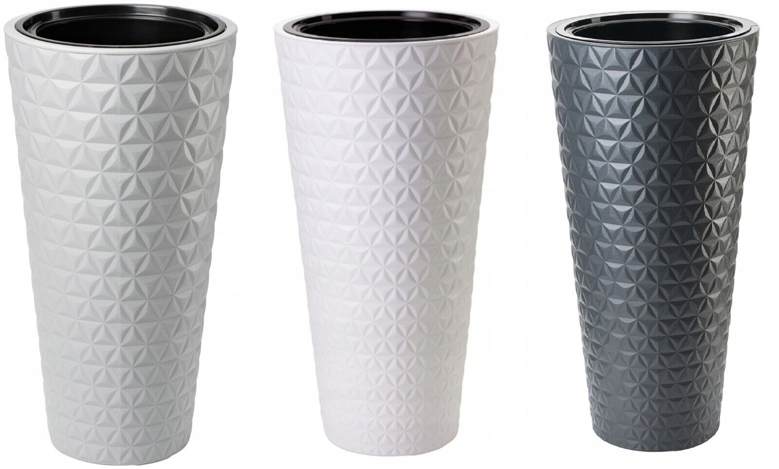 Round Tall Plant Pot Elegant Large Flower Indoor Outdoor Garden Planters Diamond