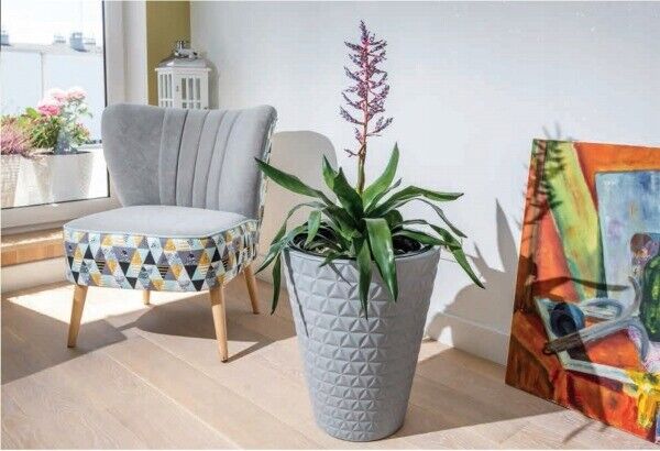 Round Tall Plant Pot Elegant Large Flower Indoor Outdoor Garden Planters Diamond - Image 2
