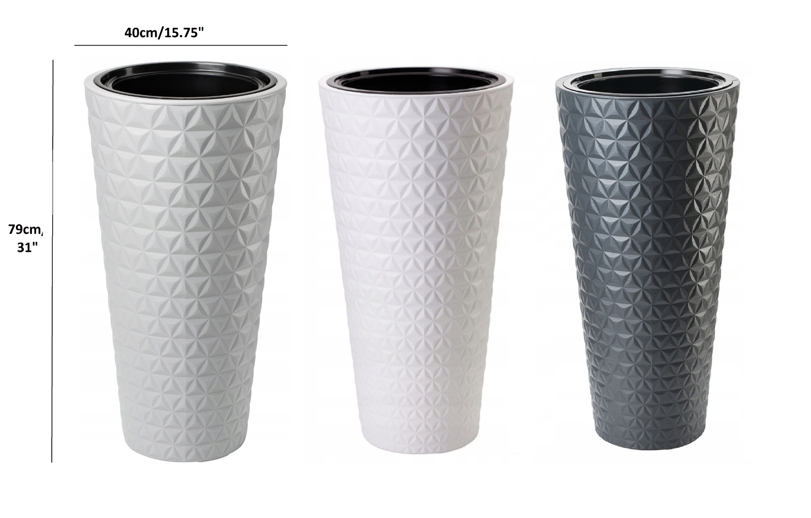 Round Tall Plant Pot Elegant Large Flower Indoor Outdoor Garden Planters Diamond - Image 11