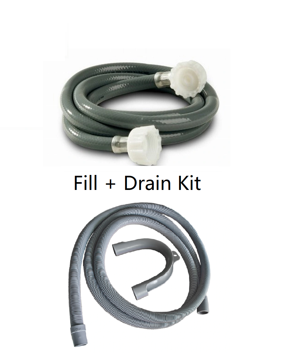 UNIVERSAL Long Washing Machine Dishwasher Drain Fill Hose Pipe Set 2 Lengths - Image 2