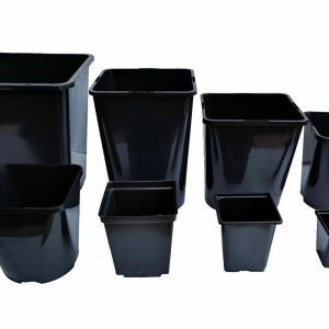 Square Plant Pot .5 1 2 3 5 11 18 25Lt Strong Black Plastic Hydroponic Pots