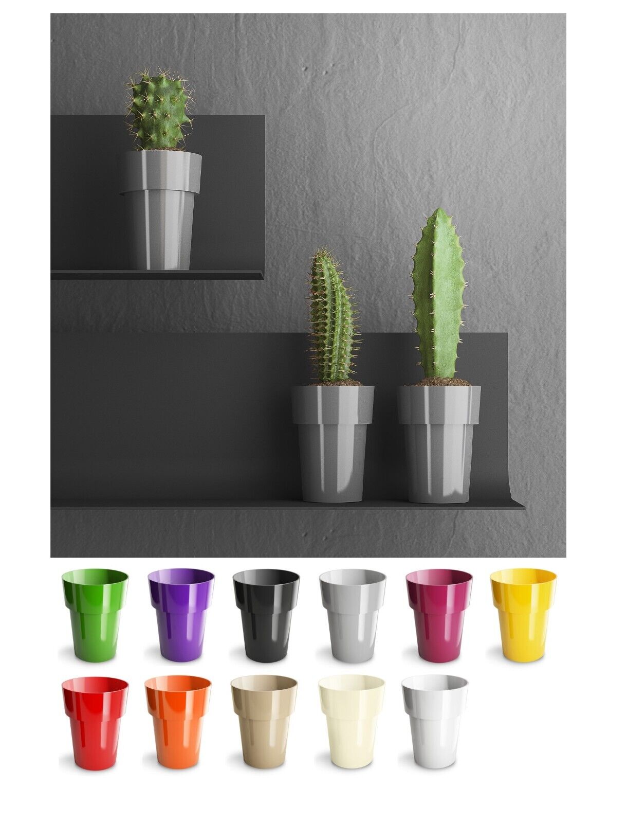 Micro mini Plant Pot Cactus Orchid Plastic 11 Colours Gloss 6cm Modern Bright