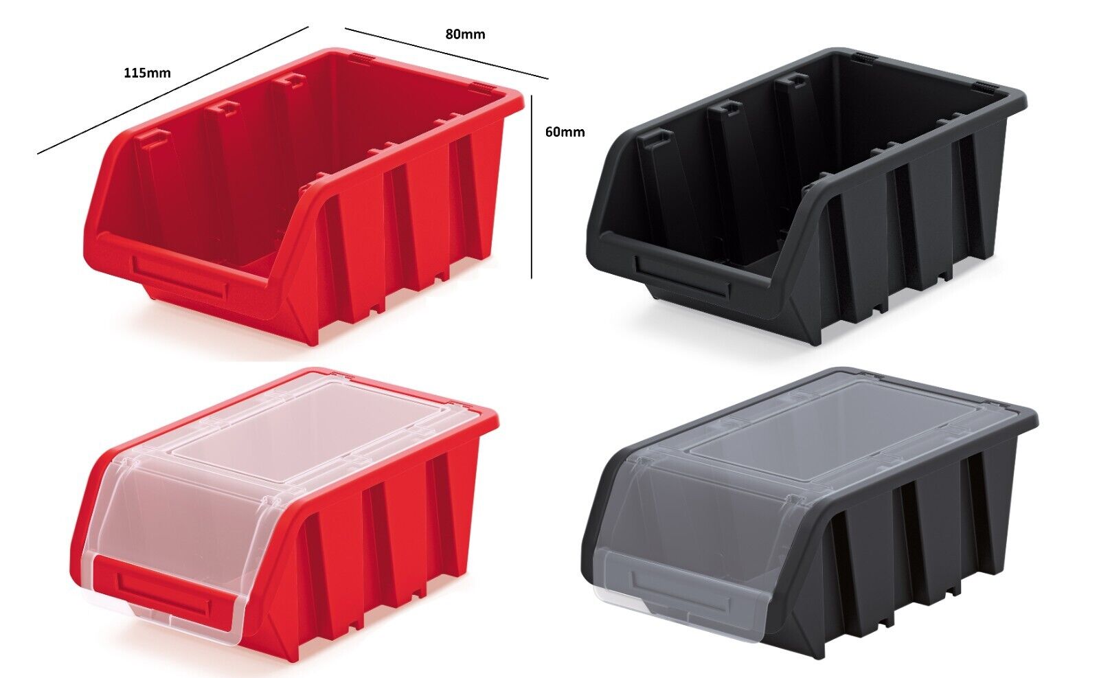 Storage Bins Plastic Order Picking Parts Boxes Lid Scooped Front Stackable Wall - Image 13
