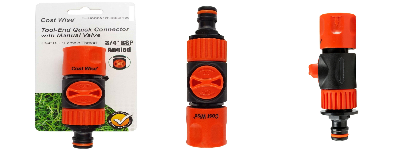 Valve Tap Universal Garden Hose Pipe Flow Control - Click-Lock Male/Female 1/2" - Image 2