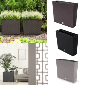 Tall Rectangle Ratan Planter Floor Standing Indoor Outdoor Patio Plant Pot Troug