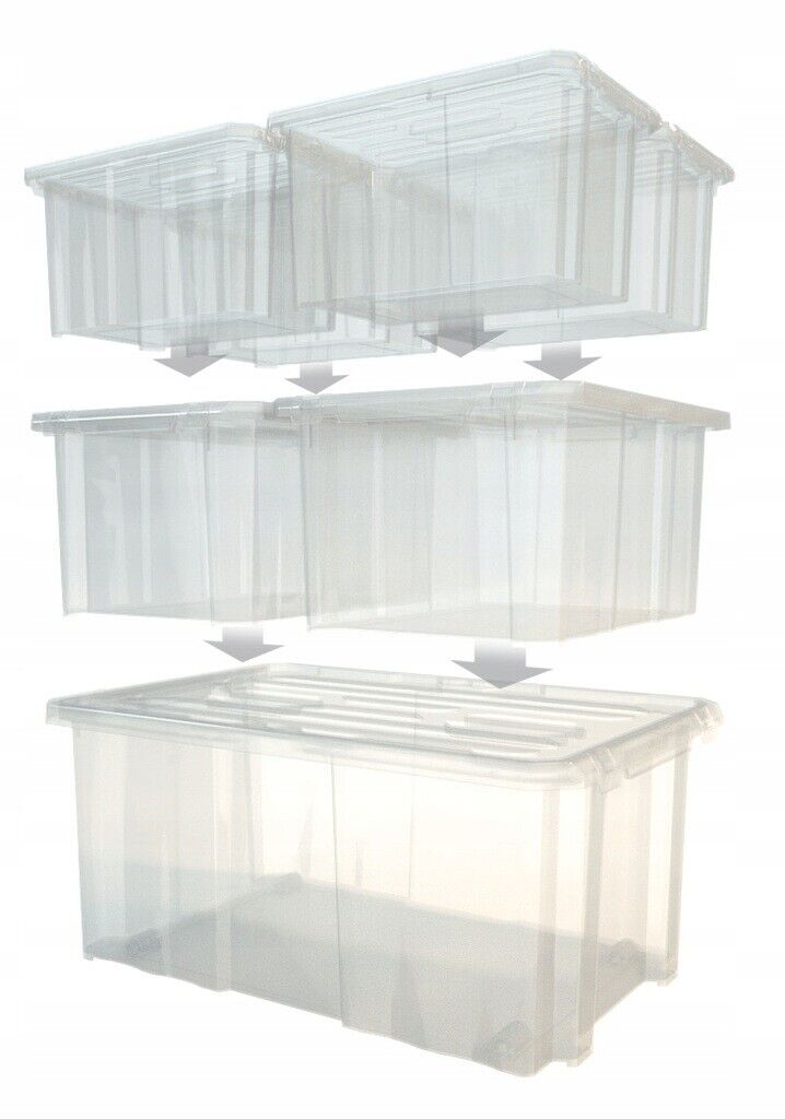 Plastic Storage Box Boxes Lid Handles Food Container Home Kitchen Office Box UK - Image 3