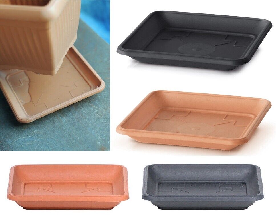 Square Black Plastic Plant Pot Saucers / Water Trays | Sizes Available 14cm-41cm