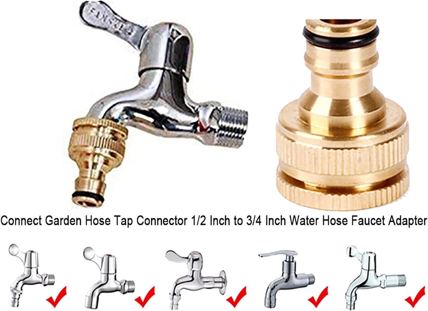 3/4" Tap Fitting Adaptor Fits 1/2" HOSE Tap Water Pipe Connector Garden Threaded - Image 6