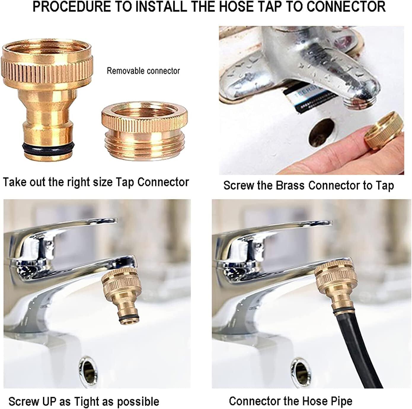 3/4" Tap Fitting Adaptor Fits 1/2" HOSE Tap Water Pipe Connector Garden Threaded - Image 9