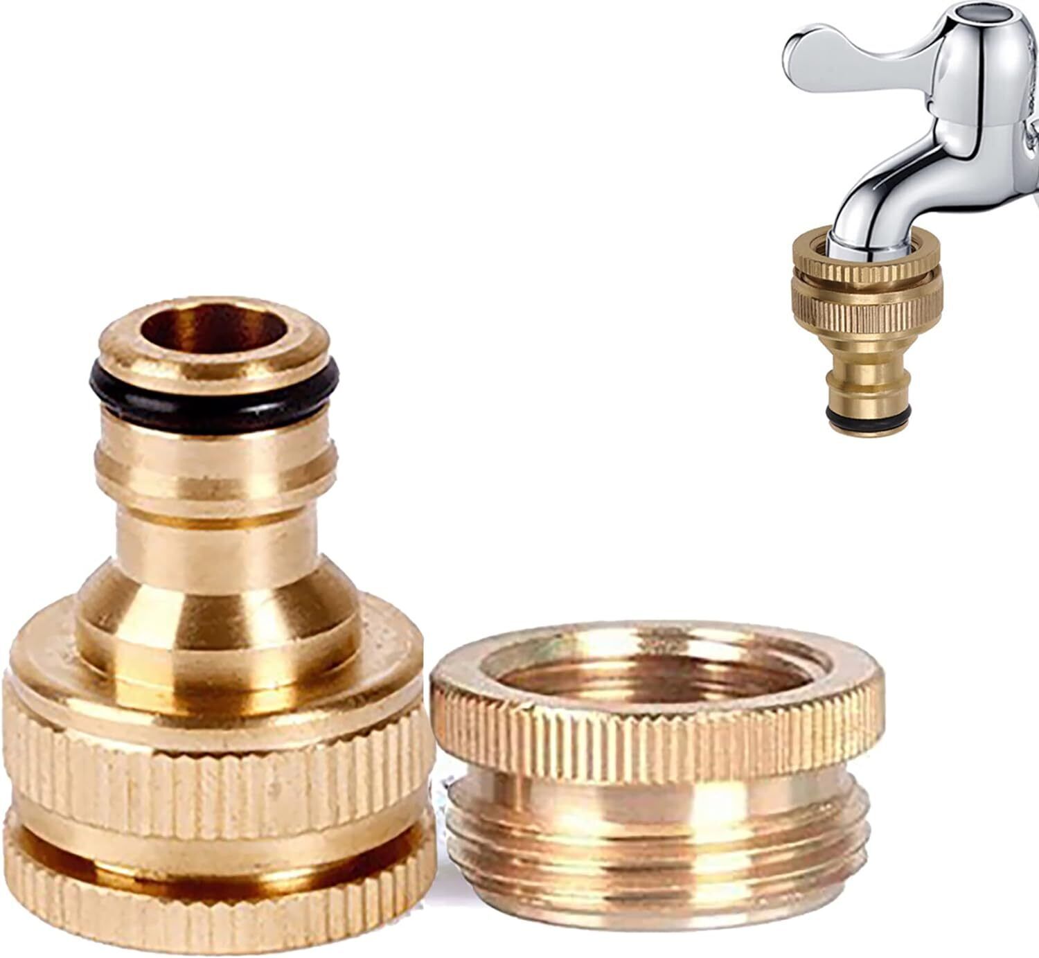 3/4" Tap Fitting Adaptor Fits 1/2" HOSE Tap Water Pipe Connector Garden Threaded - Image 11