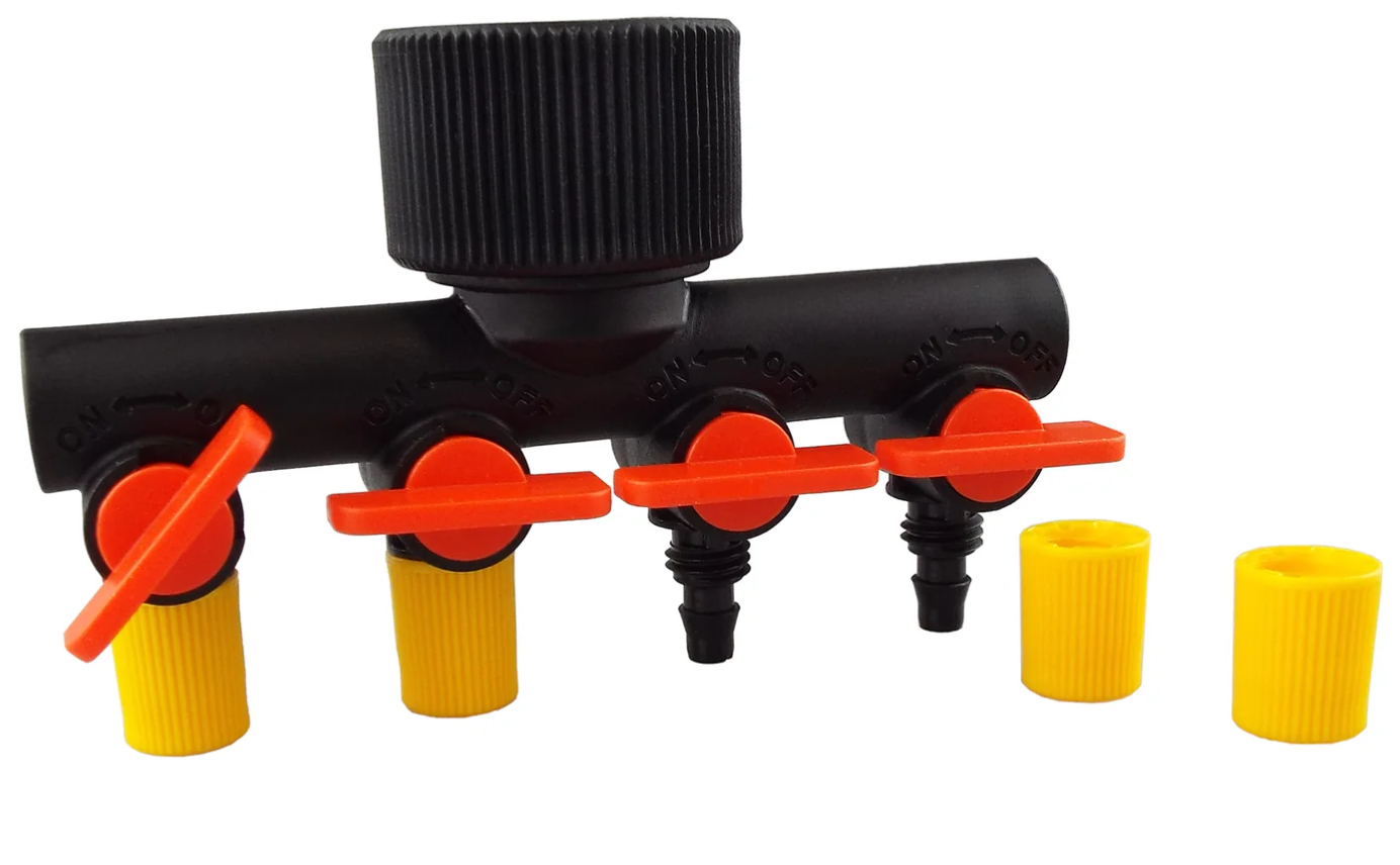 4-WAY MICRO MANIFOLD Tap Connector Independent On/Off Valves Drip Irrigation - Image 3
