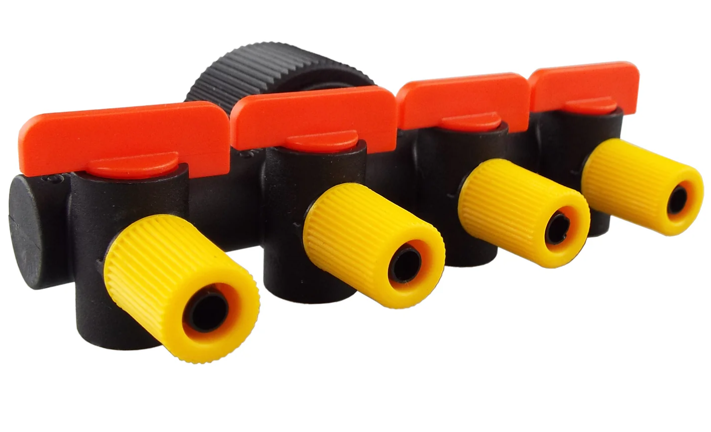 4-WAY MICRO MANIFOLD Tap Connector Independent On/Off Valves Drip Irrigation - Image 4