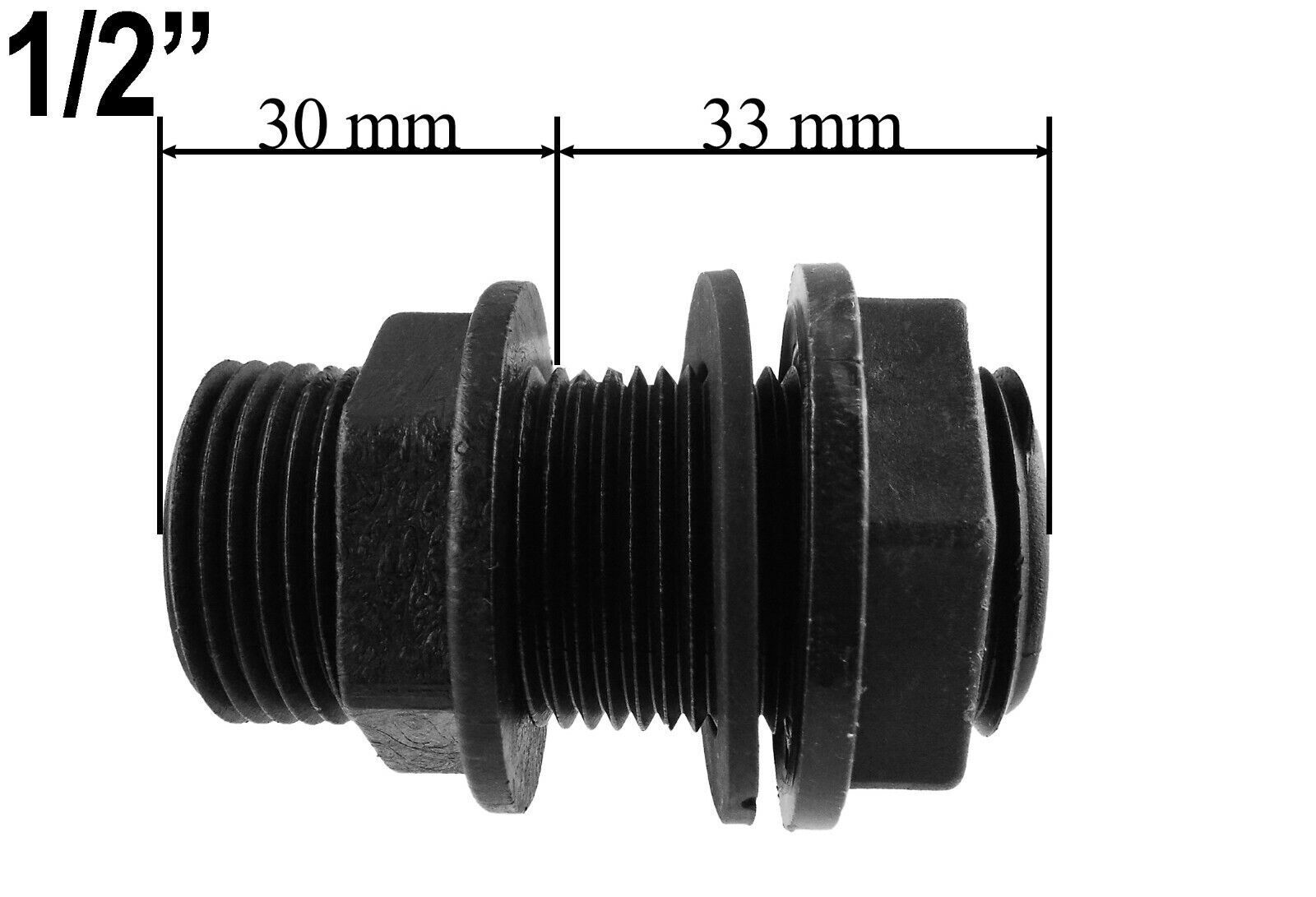 Water Butt Connector Adapter Tank Fitting 1/2" - 2" Threaded Straight Pipe Valve - Image 3