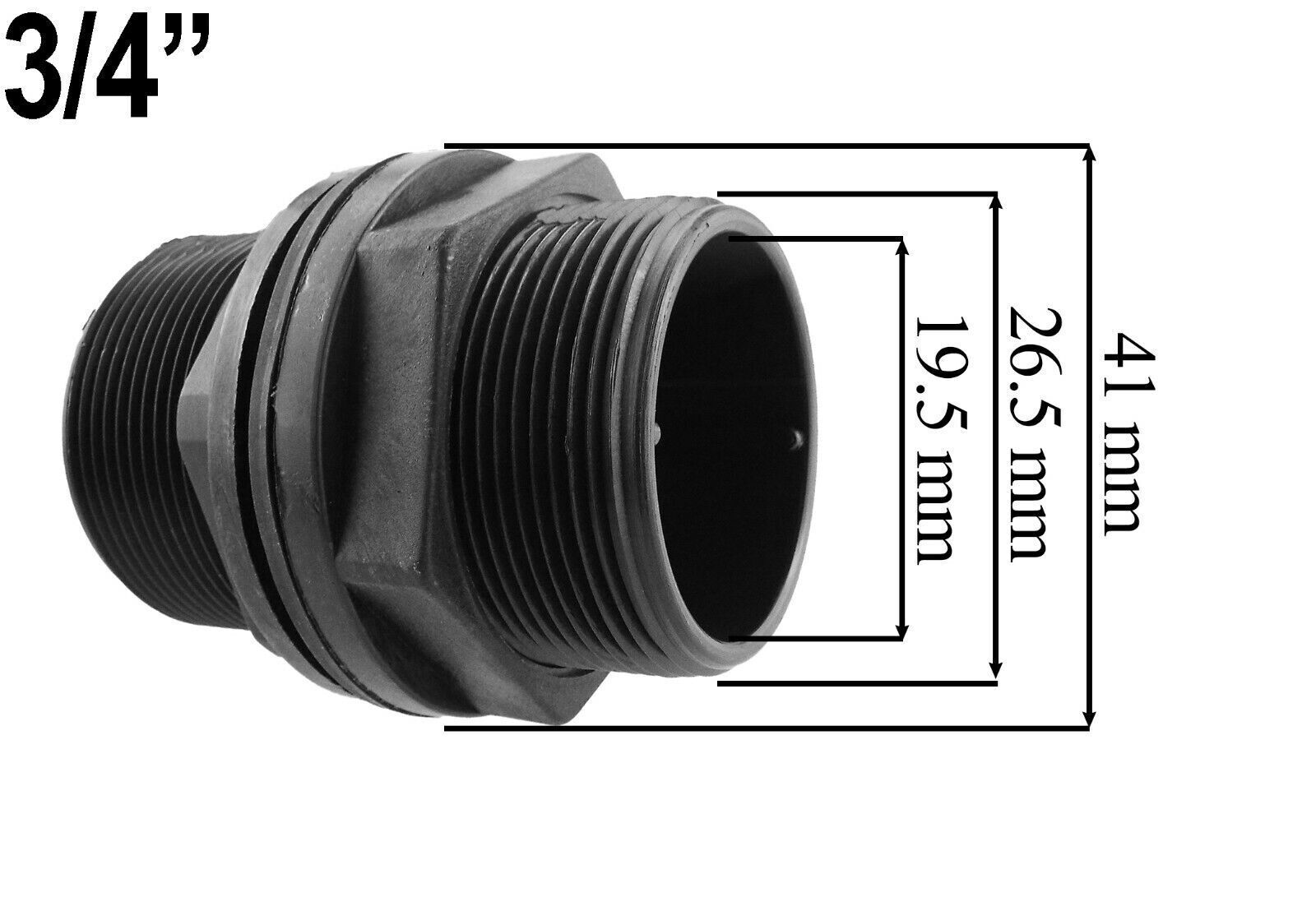 Water Butt Connector Adapter Tank Fitting 1/2" - 2" Threaded Straight Pipe Valve - Image 6