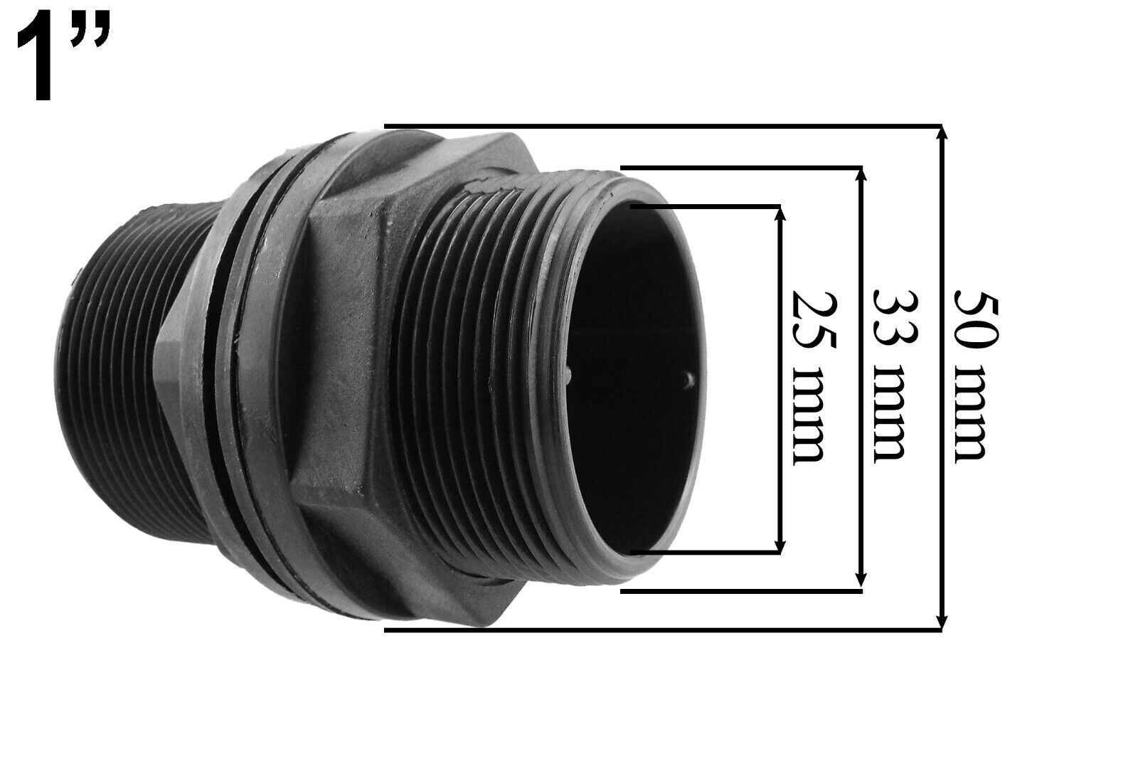 Water Butt Connector Adapter Tank Fitting 1/2" - 2" Threaded Straight Pipe Valve - Image 8