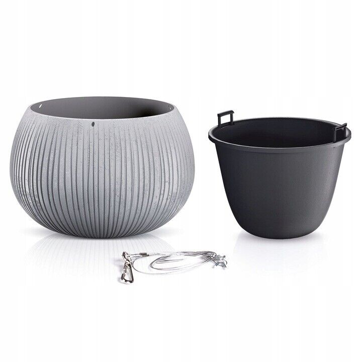 Hanging Plant Pot Beton effect Bowl Plastic Flower Garden Indoor Outdoor Planter - Image 3