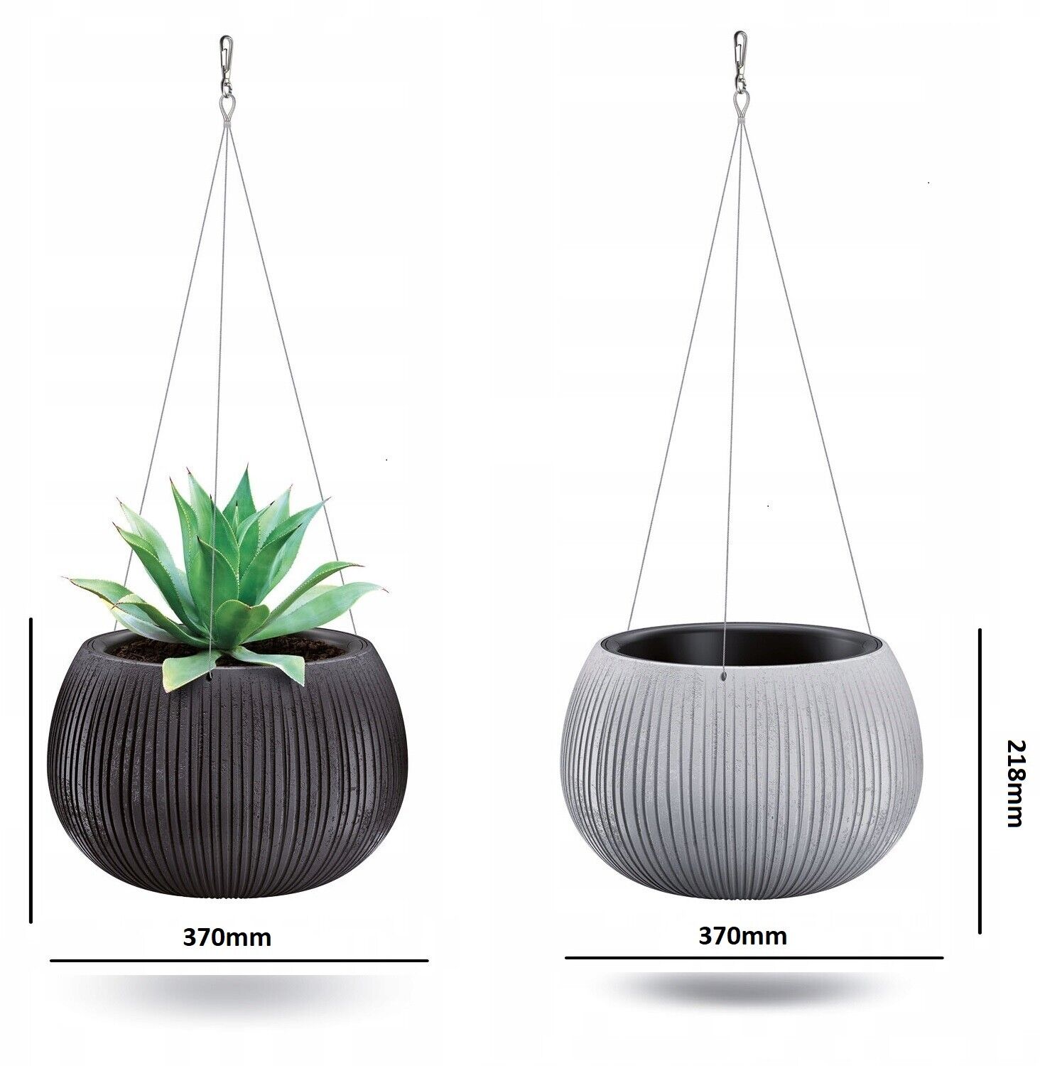 Hanging Plant Pot Beton effect Bowl Plastic Flower Garden Indoor Outdoor Planter - Image 6