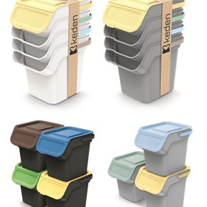 Sorting Waste Bin Recycling Segregation Stackable Lidded Handle +Filter 20L 25L