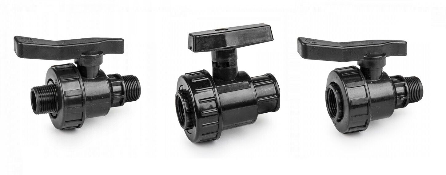 PVC Ball Valve Double Union Pressure Pipe 3/4" to 4" Pond Fish Koi Pipe Fitting