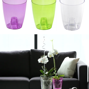 Plant Orchid Pot Plastic 3 Colours Gloss Oval Planter Transparent Clear 13 cm