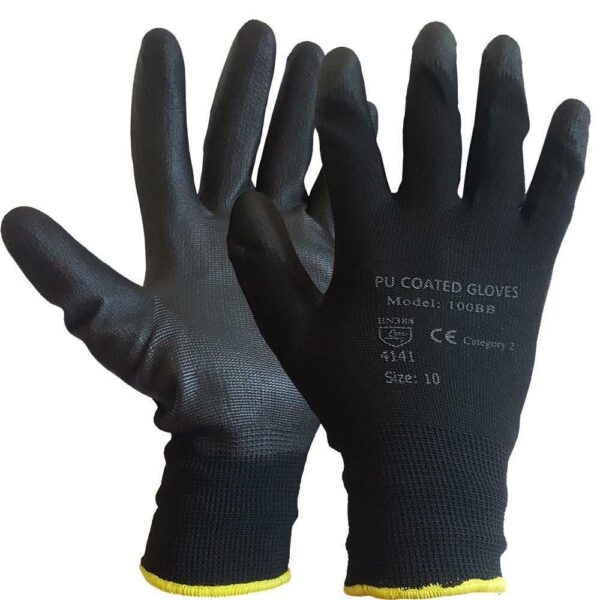 Black PU Coated Work Gloves