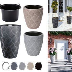 Round Tall Plant Pot Elegant Large Flower Indoor Outdoor Garden Planters Flow