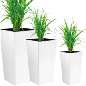 Tall Planter set of 3 Plant Pot Flower with Insert Indoor Outdoor Garden Patio