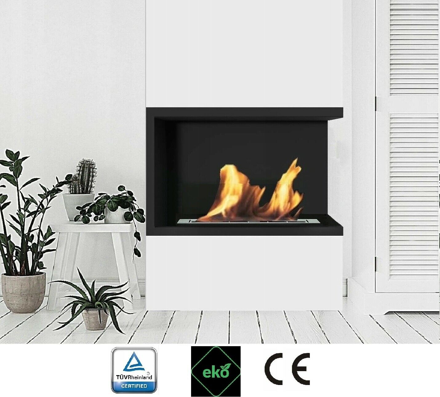 Bio Ethanol Fireplace Biofire Fire B2C Professional Corner Unit BLACK WITH GLASS - Image 11