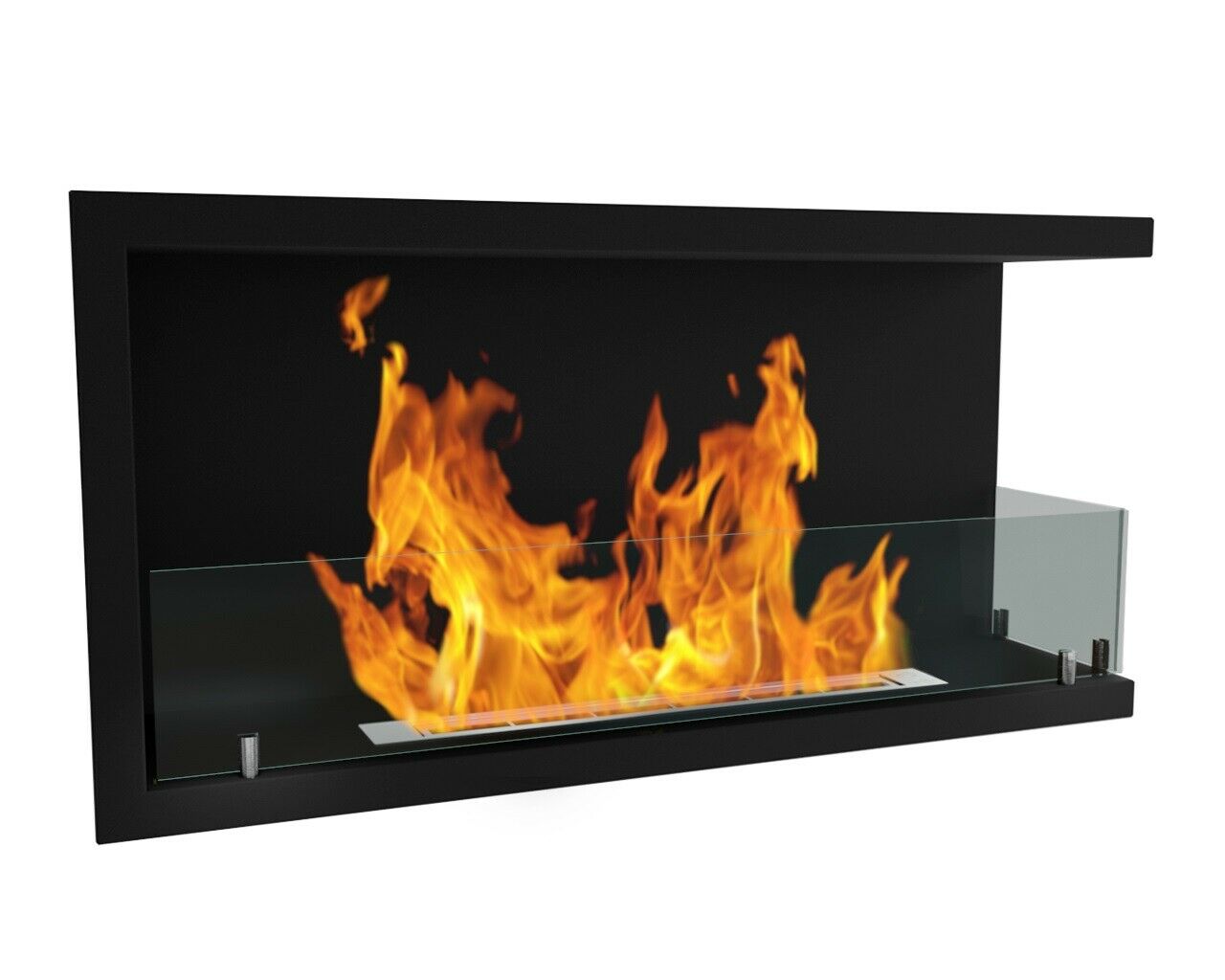 Bio Ethanol Fireplace Biofire Fire B2C Professional Corner Unit BLACK WITH GLASS - Image 3