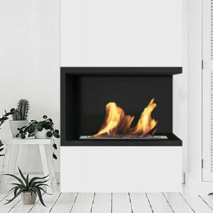 Bio Ethanol Fireplace Biofire Fire B2C Professional Corner Unit BLACK WITH GLASS