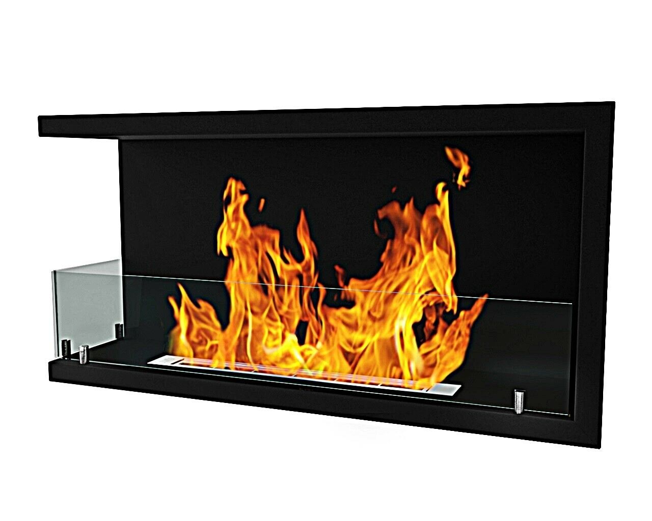 Bio Ethanol Fireplace Biofire Fire B2C Professional Corner Unit BLACK WITH GLASS - Image 5