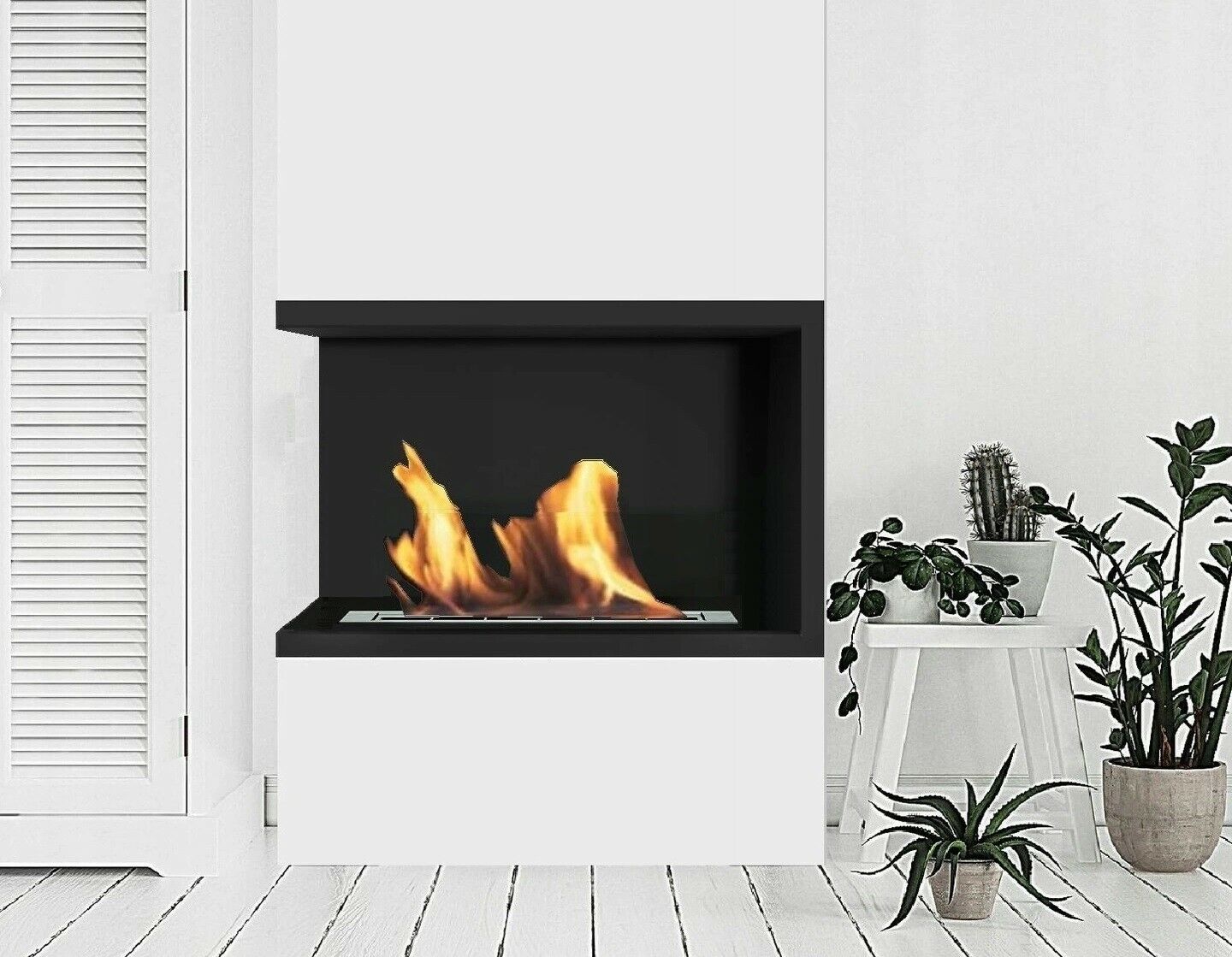 Bio Ethanol Fireplace Biofire Fire B2C Professional Corner Unit BLACK WITH GLASS - Image 8