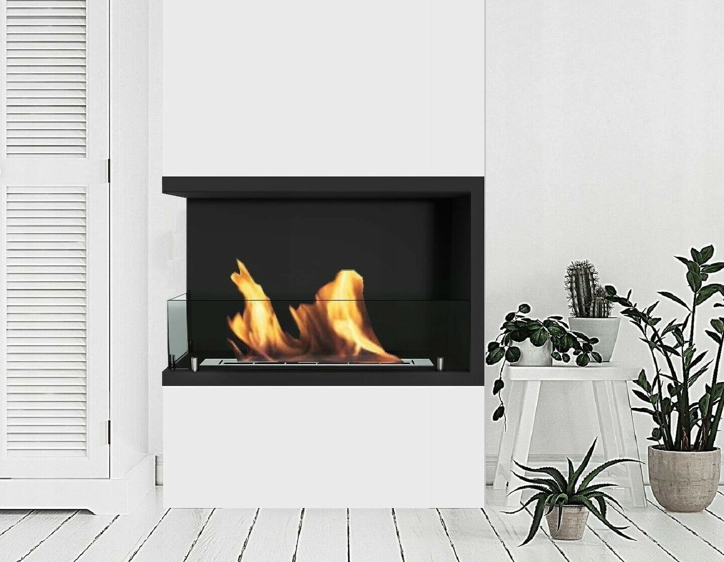 Bio Ethanol Fireplace Biofire Fire B2C Professional Corner Unit BLACK WITH GLASS - Image 9