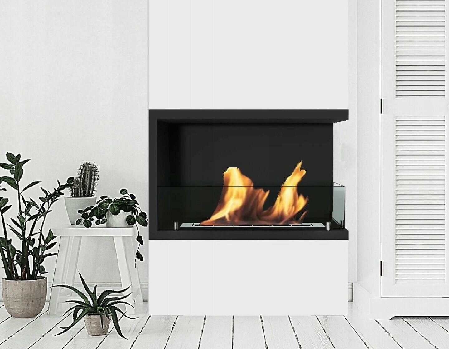 Bio Ethanol Fireplace Biofire Fire B2C Professional Corner Unit BLACK WITH GLASS - Image 10