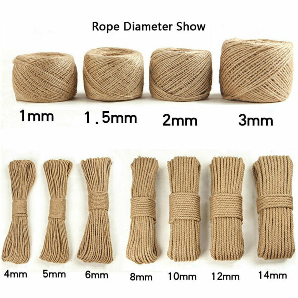 Jute Rope Natural Twisted Braided