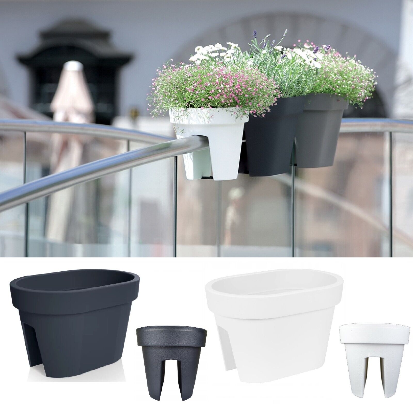 Plant Flower Bridge Planter Railing Pot Hanging Plant Trough Fence Balcony Rail